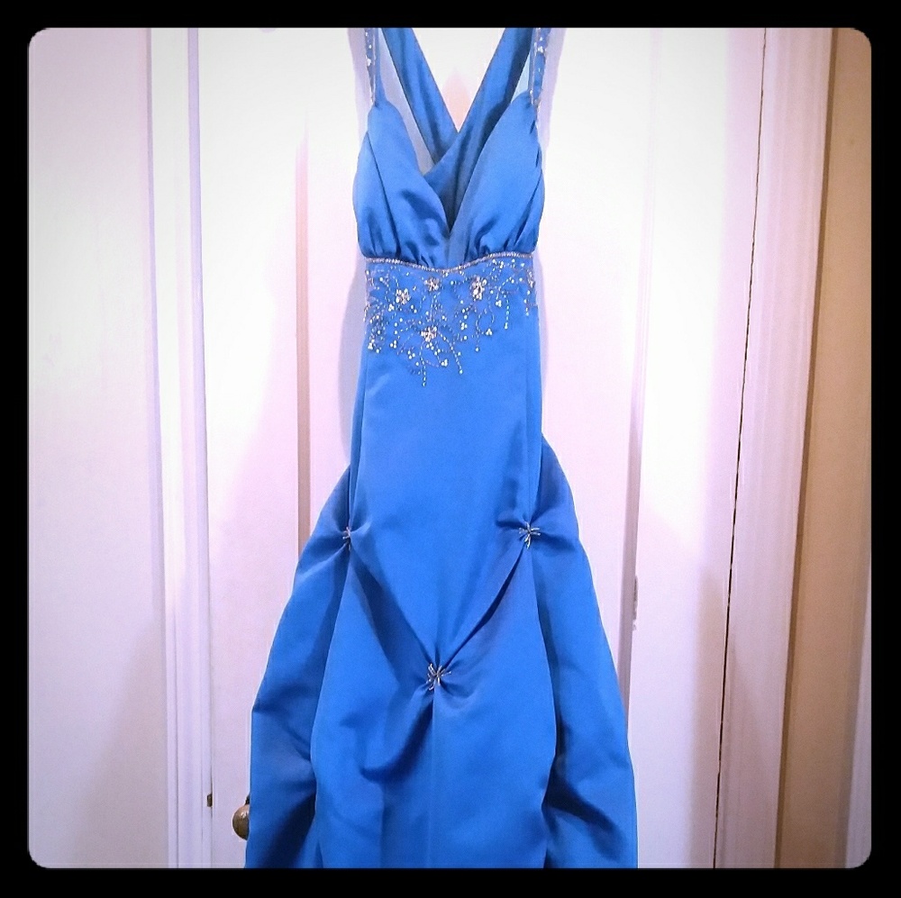 Blue Design Beading Cinderella Dress